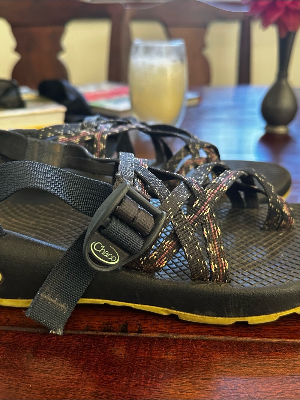 Chaco Black Sandal with Multicolor Speckled Straps